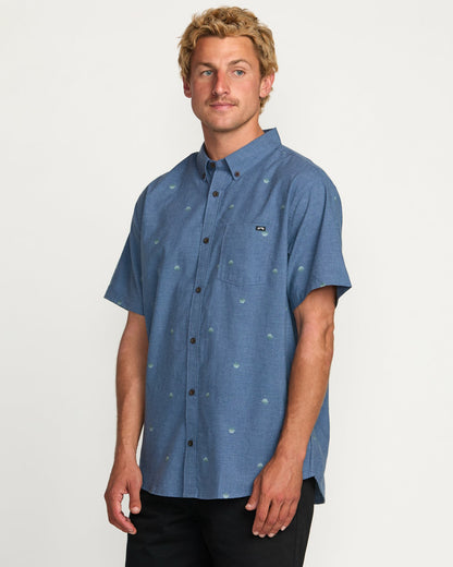 Billabong Men's All Day Jacquard Short Sleeve Shirt - Deep Blue