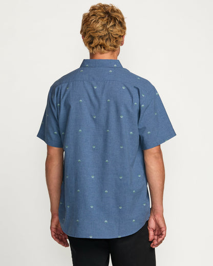 Billabong Men's All Day Jacquard Short Sleeve Shirt - Deep Blue