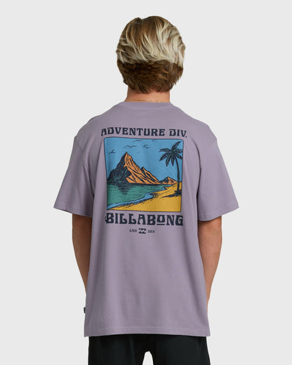 Billabong Men's Post Cards Adiv Premium Short Sleeve T-Shirt - Purple Ash