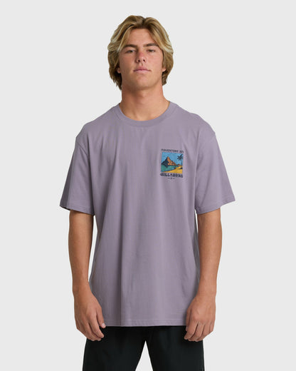 Billabong Men's Post Cards Adiv Premium Short Sleeve T-Shirt - Purple Ash