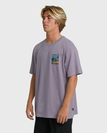 Billabong Men's Post Cards Adiv Premium Short Sleeve T-Shirt - Purple Ash