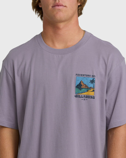 Billabong Men's Post Cards Adiv Premium Short Sleeve T-Shirt - Purple Ash