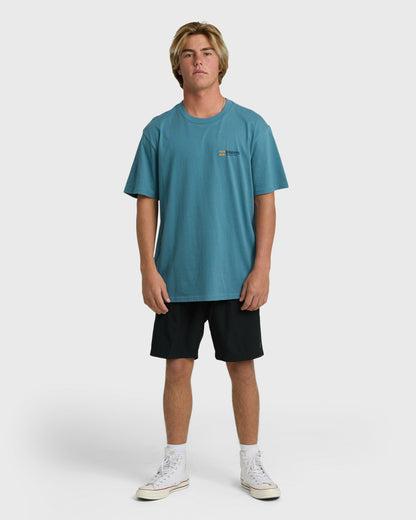 Billabong Men's Make Tracks Adiv Premium Short Sleeve T-Shirt - Vintage Blue
