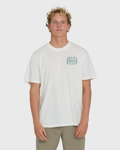 Billabong Men's Ripple Premium Short Sleeve Cotton Graphic T-Shirt - Off White