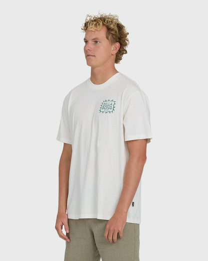 Billabong Men's Ripple Premium Short Sleeve Cotton Graphic T-Shirt - Off White