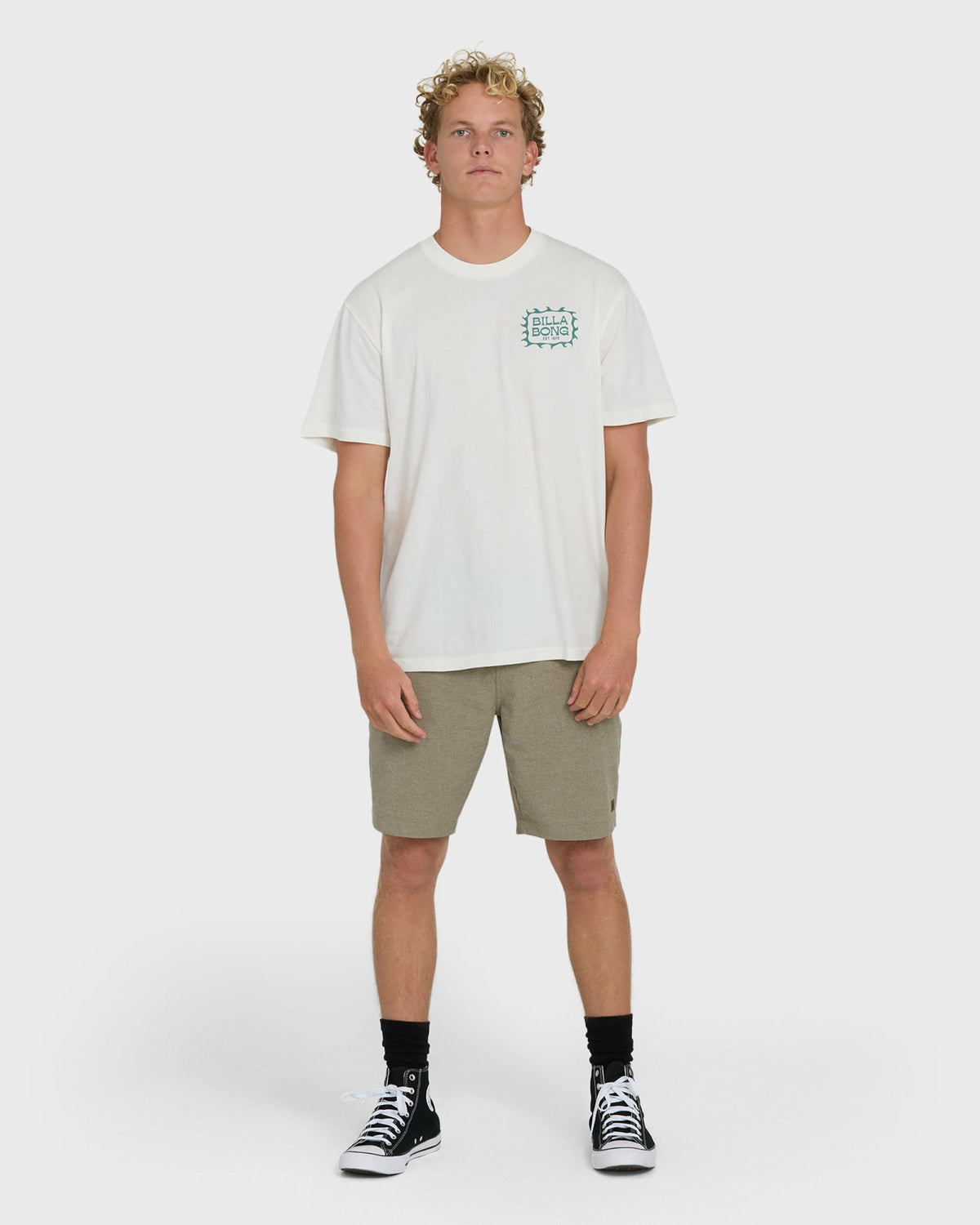 Billabong Men's Ripple Premium Short Sleeve Cotton Graphic T-Shirt - Off White