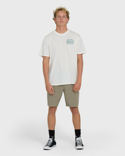 Billabong Men's Ripple Premium Short Sleeve Cotton Graphic T-Shirt - Off White