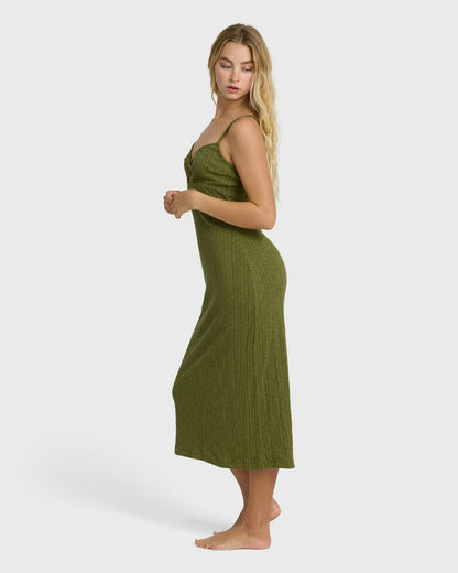 Billabong Women's Sweet Moves Midi Dress - Dark Olive