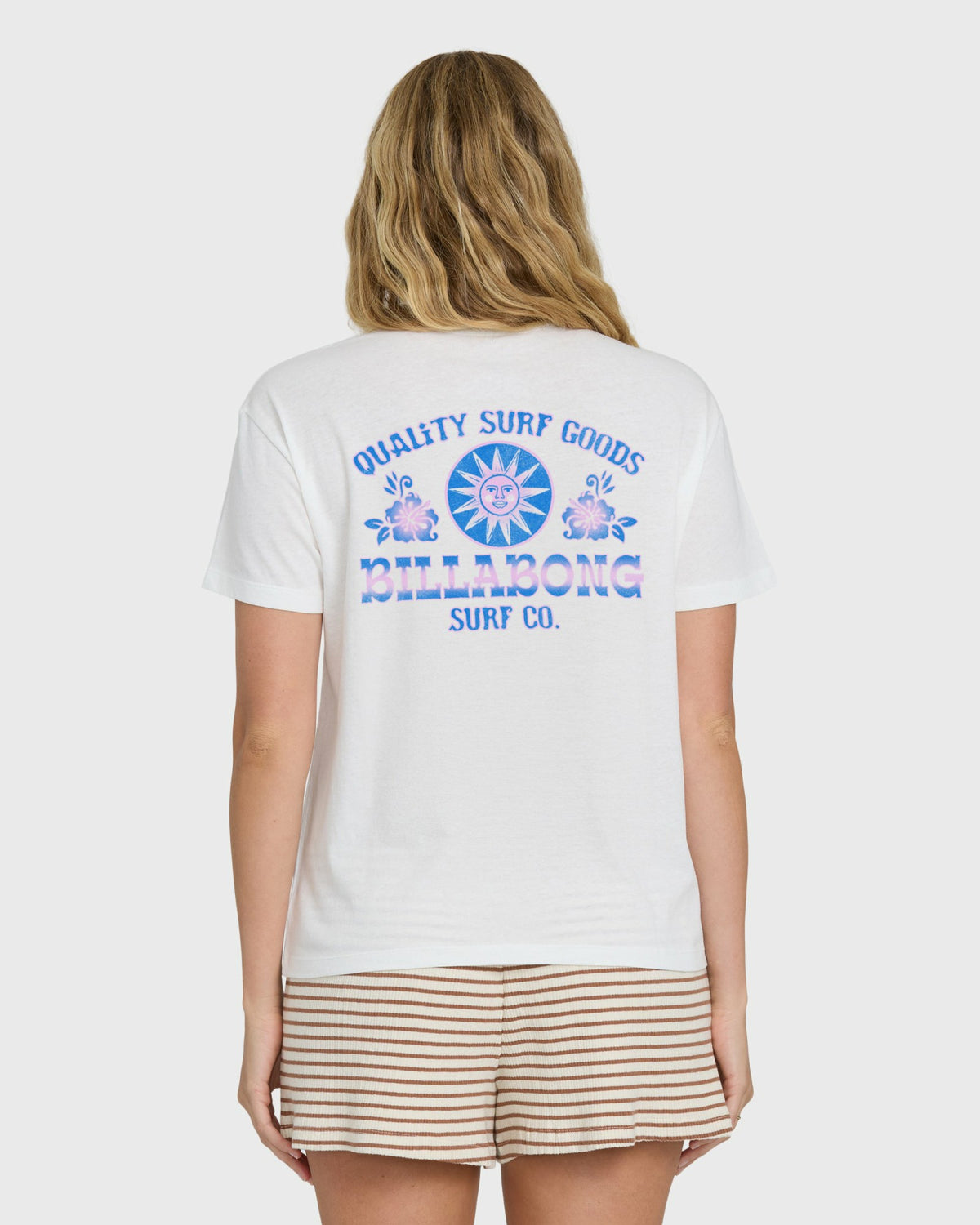 Billabong Women's Sun Echoes Short Sleeve Cotton Graphic T-Shirt - Salt Crystal