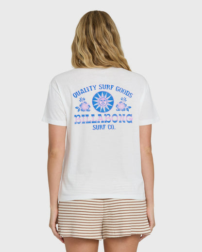 Billabong Women's Sun Echoes Short Sleeve Cotton Graphic T-Shirt - Salt Crystal