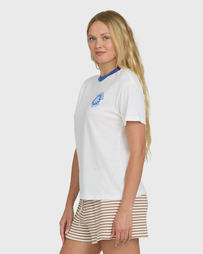 Billabong Women's Sun Echoes Short Sleeve Cotton Graphic T-Shirt - Salt Crystal