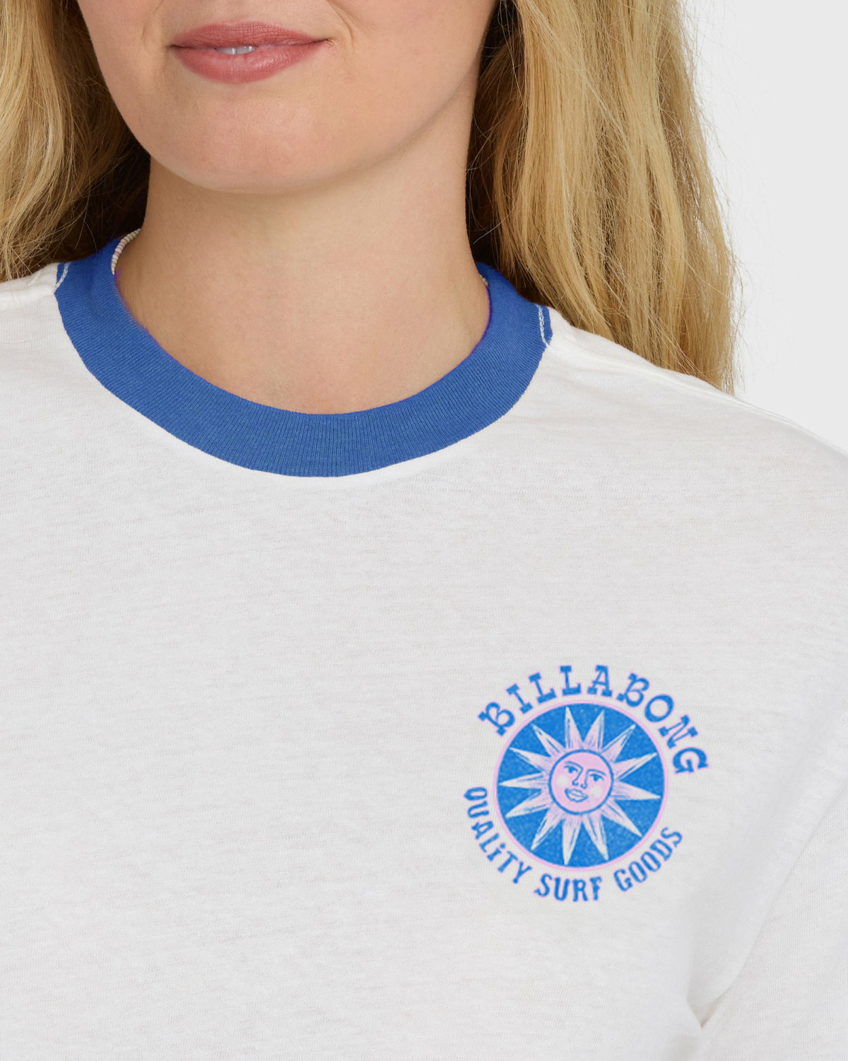 Billabong Women's Sun Echoes Short Sleeve Cotton Graphic T-Shirt - Salt Crystal