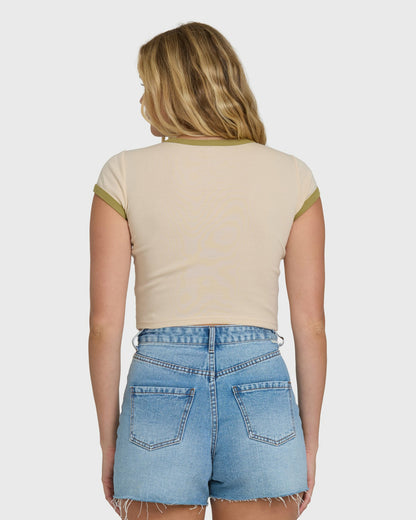 Billabong Women's Sunny Out Short Sleeve Cotton T-Shirt - Dove