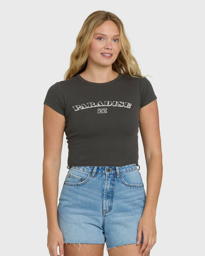 Billabong Women's Off We Go Short Sleeve Knit T-Shirt - Off Black
