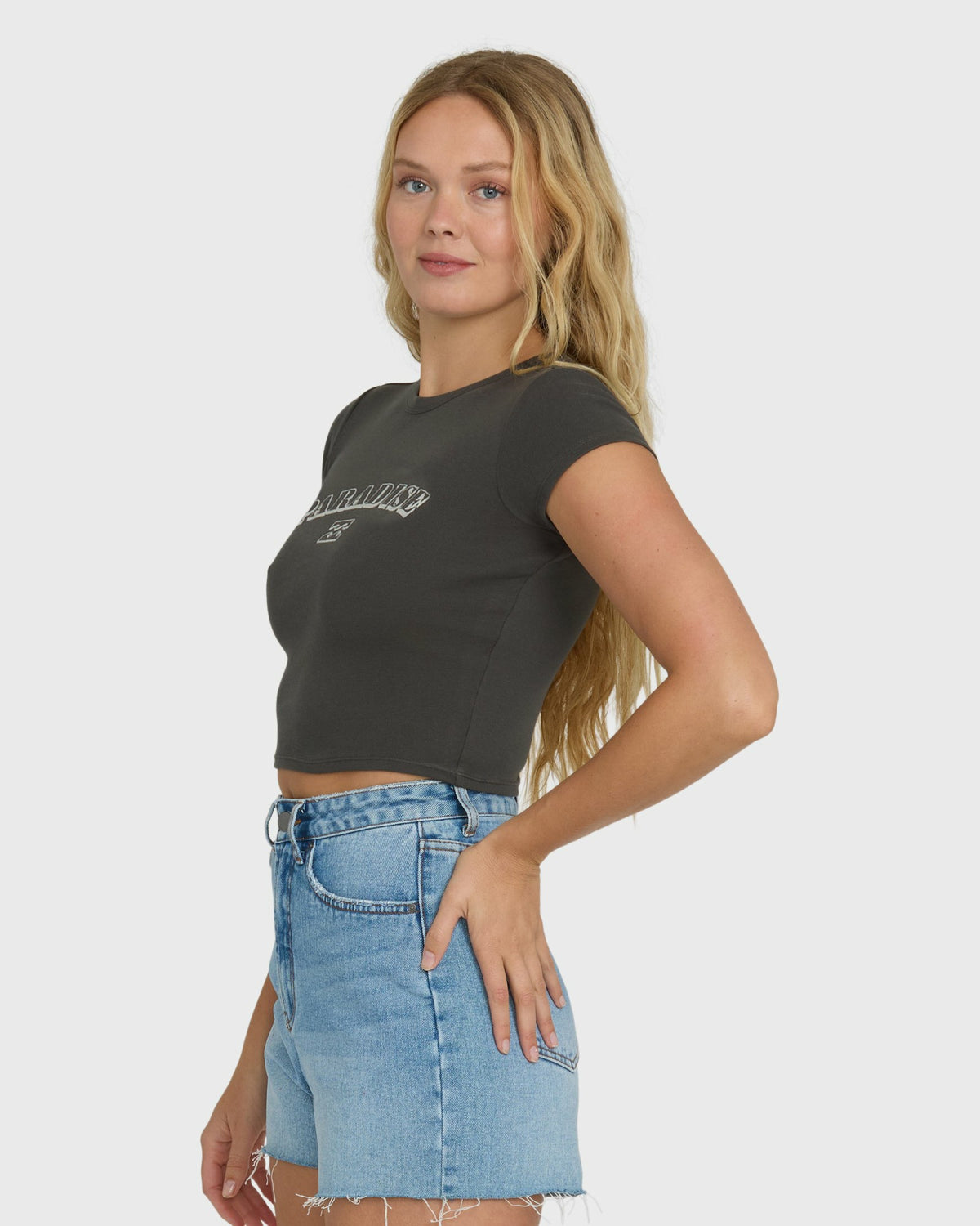 Billabong Women's Off We Go Short Sleeve Knit T-Shirt - Off Black