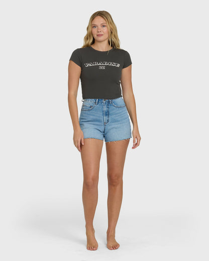 Billabong Women's Off We Go Short Sleeve Knit T-Shirt - Off Black