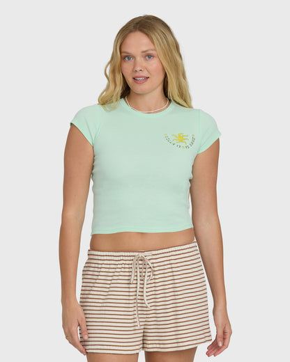 Billabong Women's World Wanderer Short Sleeve Knit T-Shirt - Agave