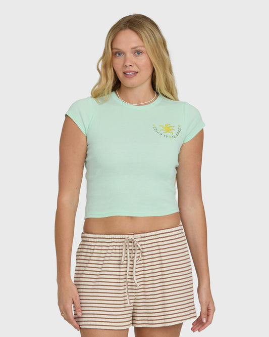 Billabong Women's World Wanderer Short Sleeve Knit T-Shirt - Agave