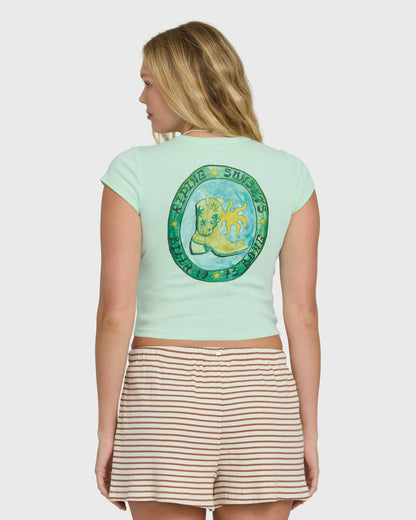 Billabong Women's World Wanderer Short Sleeve Knit T-Shirt - Agave
