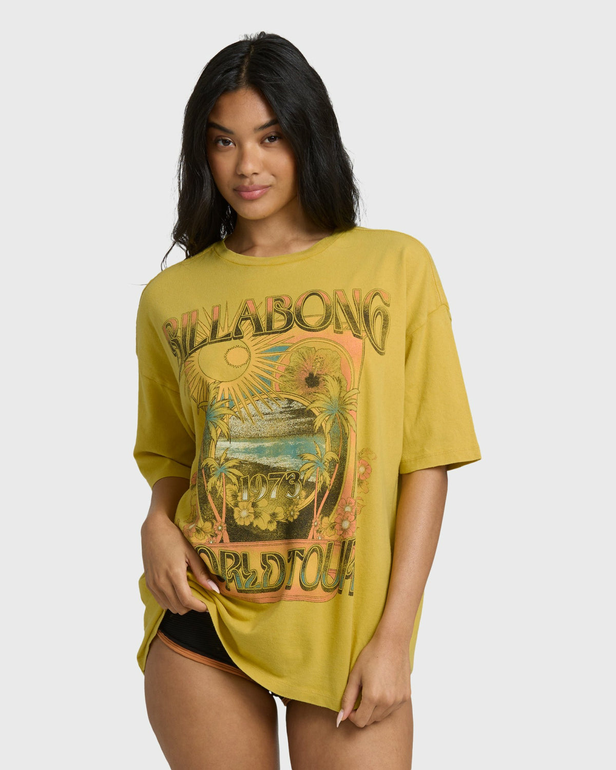 Billabong Women's Between Night And Dawn Short Sleeve T-Shirt - Dark Citron