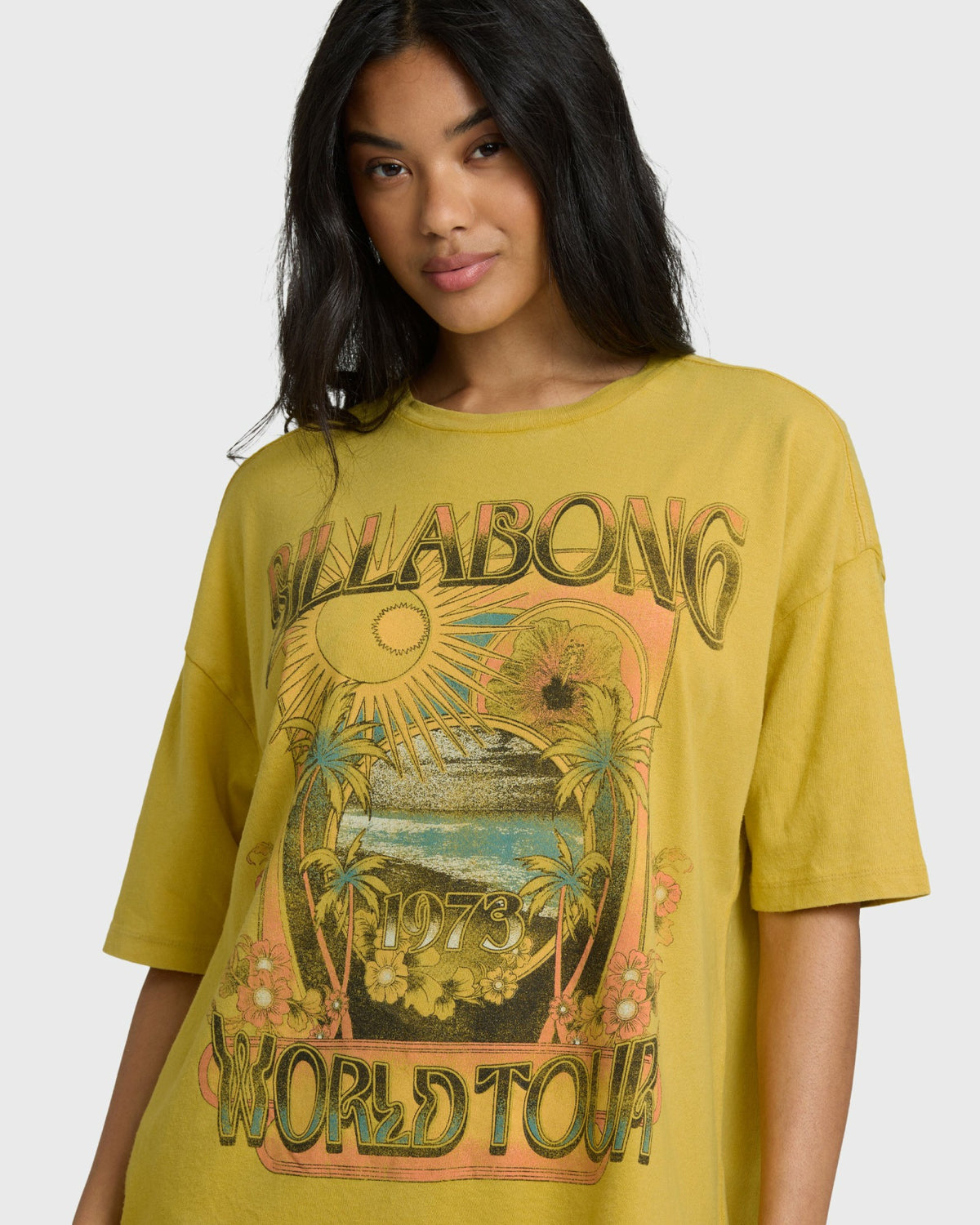 Billabong Women's Between Night And Dawn Short Sleeve T-Shirt - Dark Citron
