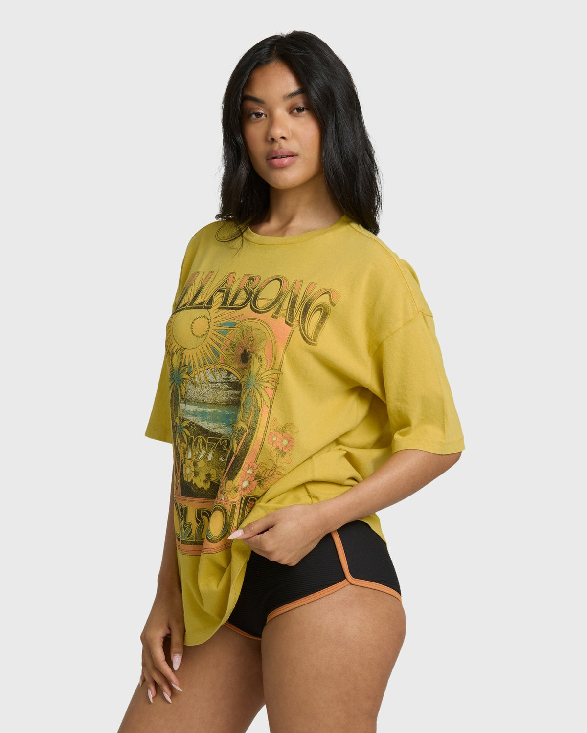 Billabong Women's Between Night And Dawn Short Sleeve T-Shirt - Dark Citron