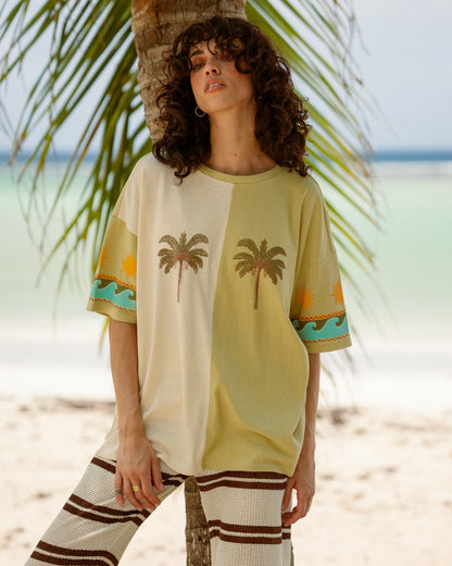 Billabong Women's Split Palm Short Sleeve T-Shirt - White Cap