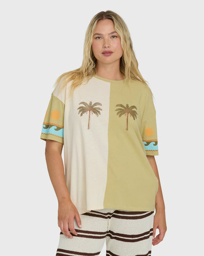 Billabong Women's Split Palm Short Sleeve T-Shirt - White Cap