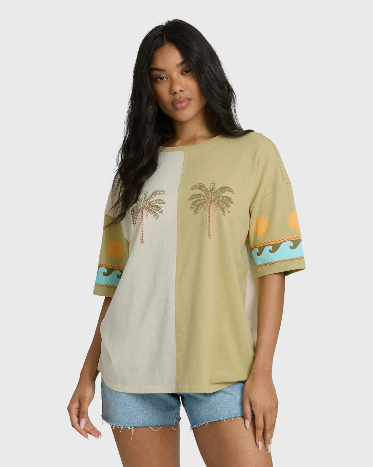 Billabong Women's Split Palm Short Sleeve T-Shirt - White Cap