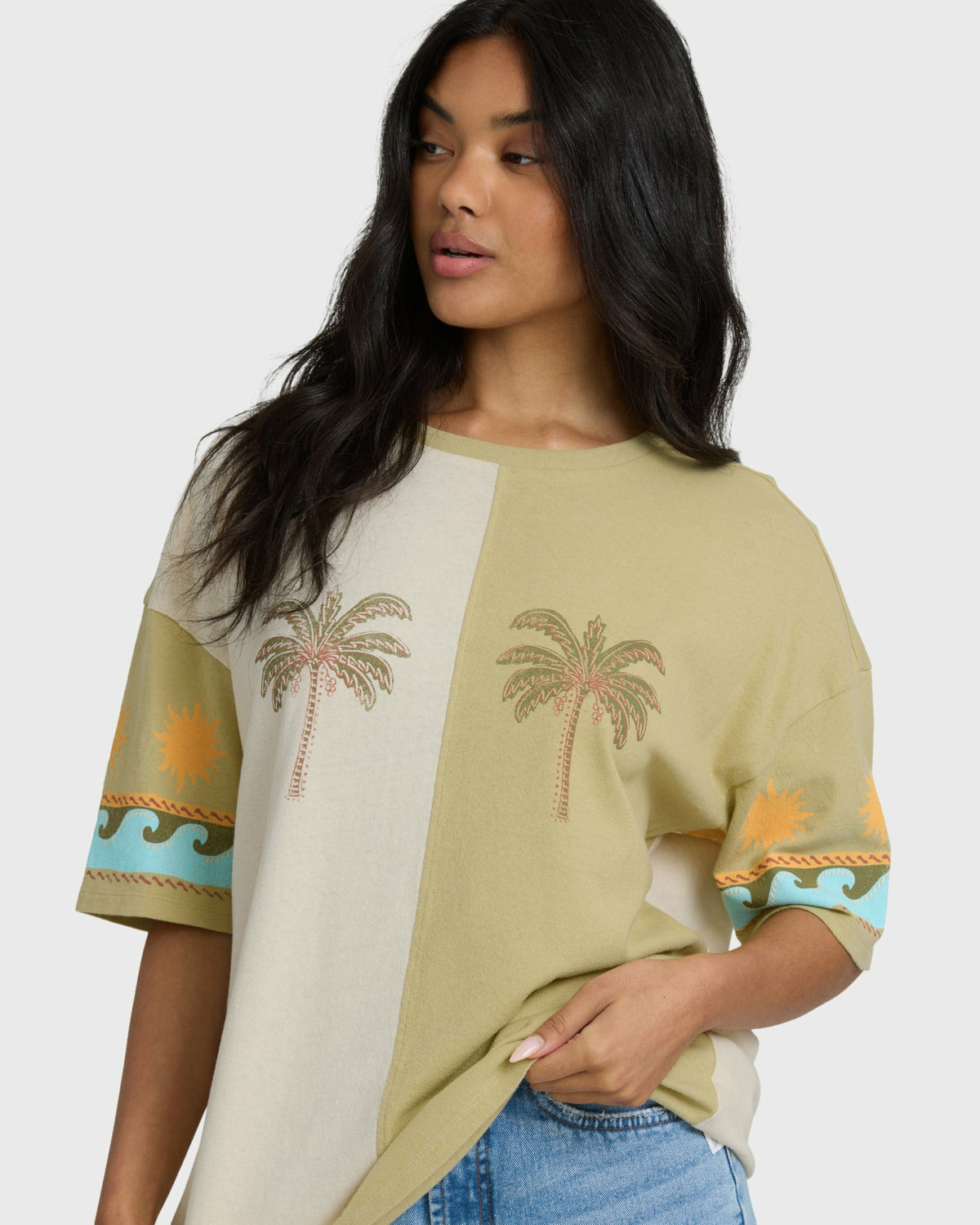 Billabong Women's Split Palm Short Sleeve T-Shirt - White Cap
