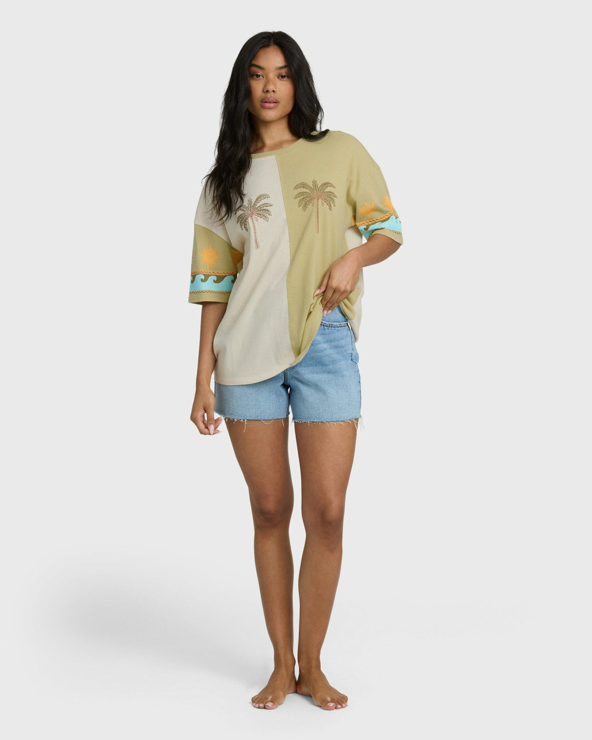Billabong Women's Split Palm Short Sleeve T-Shirt - White Cap