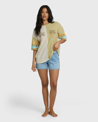 Billabong Women's Split Palm Short Sleeve T-Shirt - White Cap