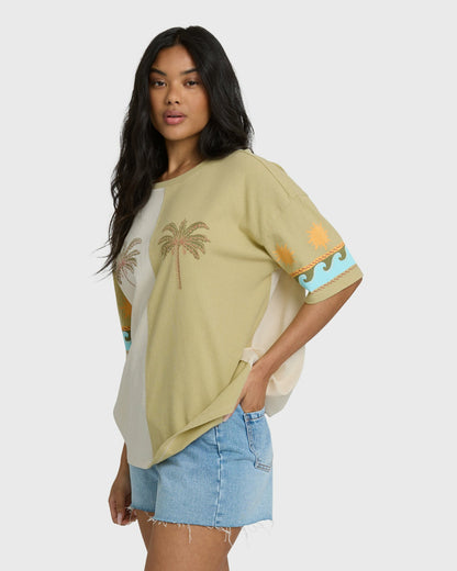 Billabong Women's Split Palm Short Sleeve T-Shirt - White Cap