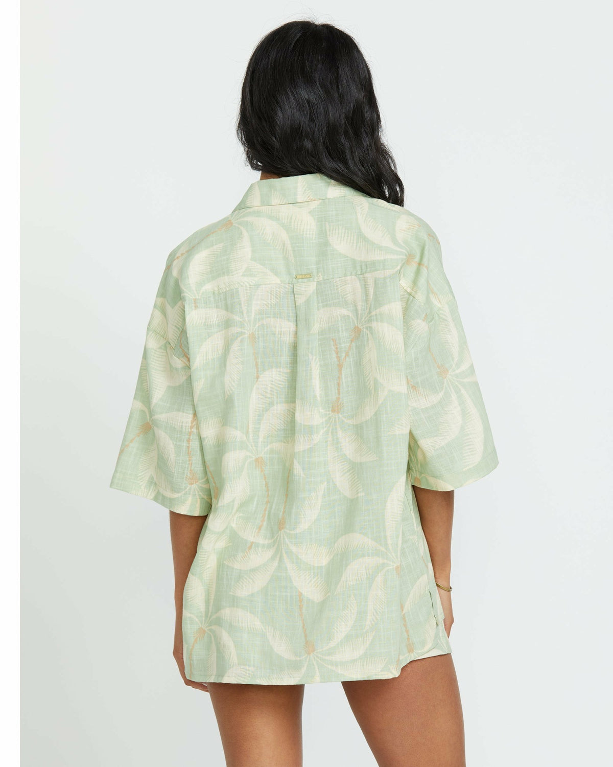 Billabong Women's Beach Side Printed Short Sleeve Shirt - Pistachio