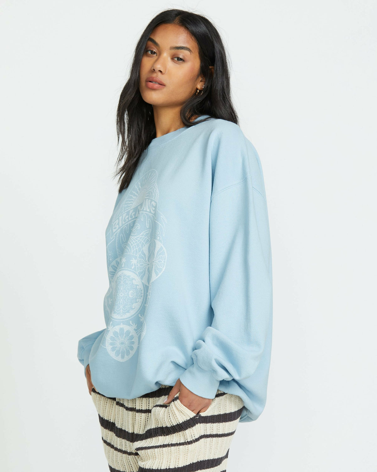 Billabong Women's Ride In Crew Sweatshirt - Washed Chambray