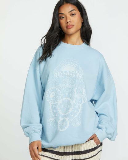 Billabong Women's Ride In Crew Sweatshirt - Washed Chambray