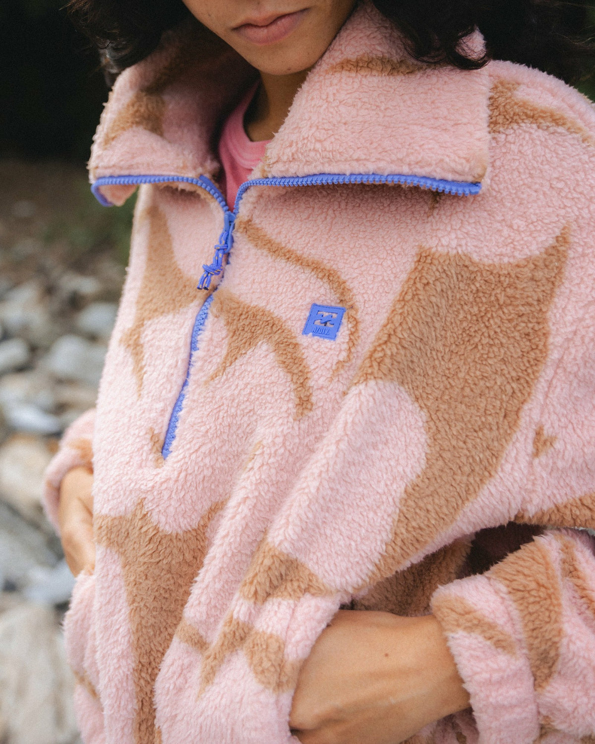 Billabong Women's A\/Div Barra Half Zip Sherpa Fleece - Rose Brown
