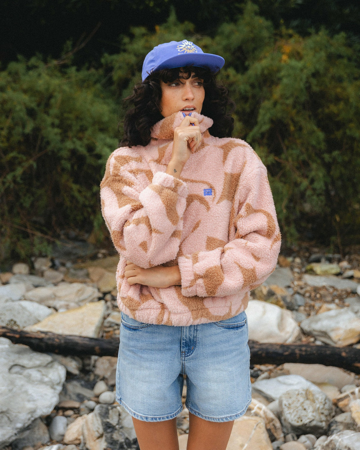 Billabong Women's A\/Div Barra Half Zip Sherpa Fleece - Rose Brown