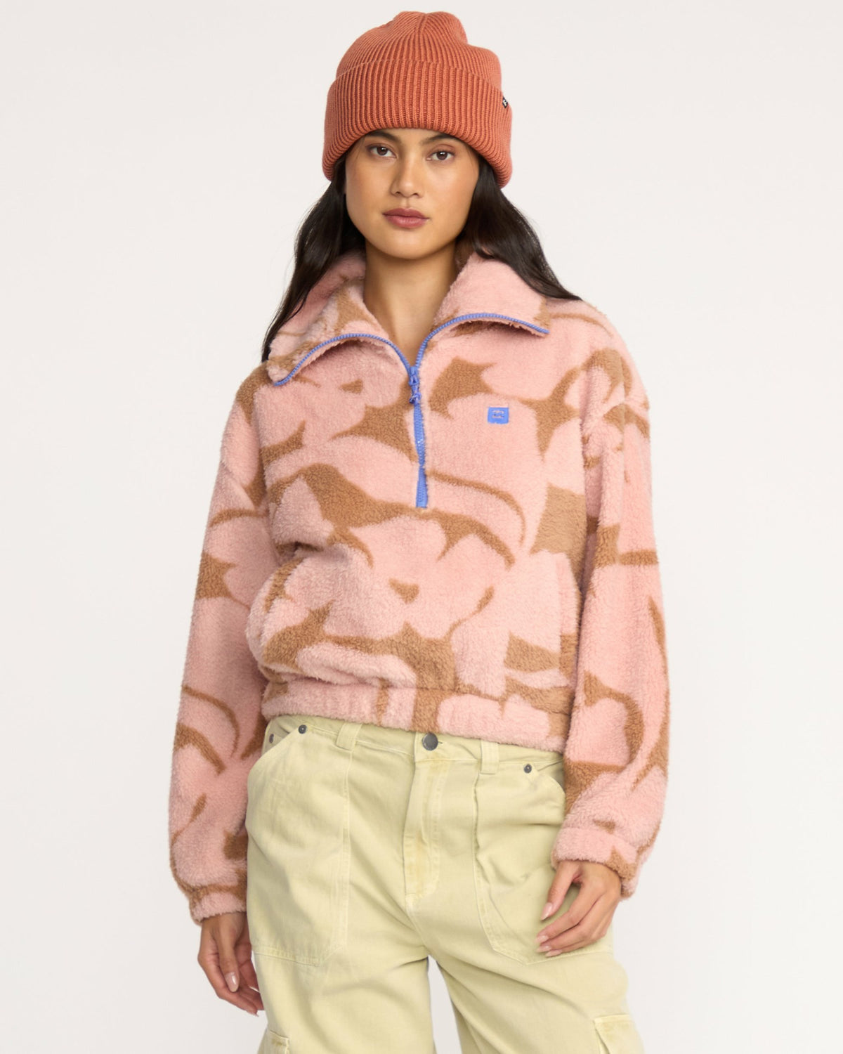 Billabong Women's A\/Div Barra Half Zip Sherpa Fleece - Rose Brown