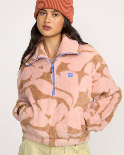 Billabong Women's A\/Div Barra Half Zip Sherpa Fleece - Rose Brown
