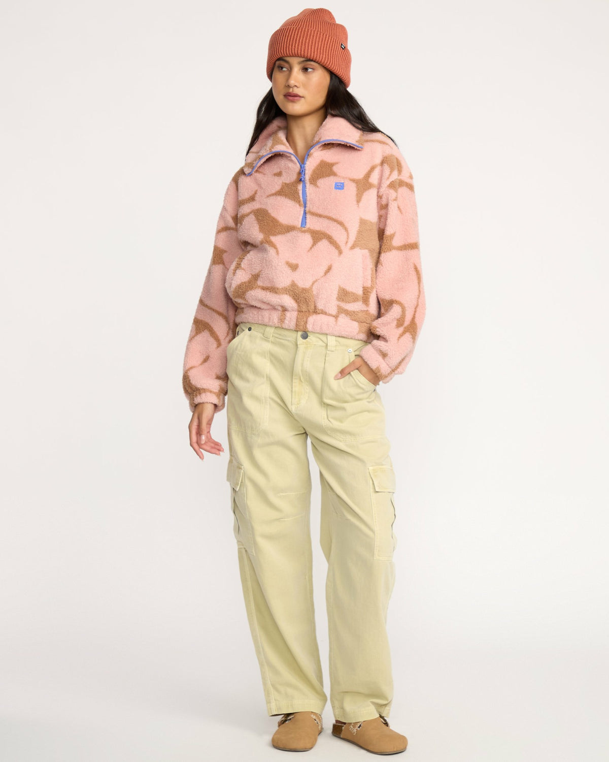 Billabong Women's A\/Div Barra Half Zip Sherpa Fleece - Rose Brown