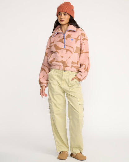 Billabong Women's A\/Div Barra Half Zip Sherpa Fleece - Rose Brown