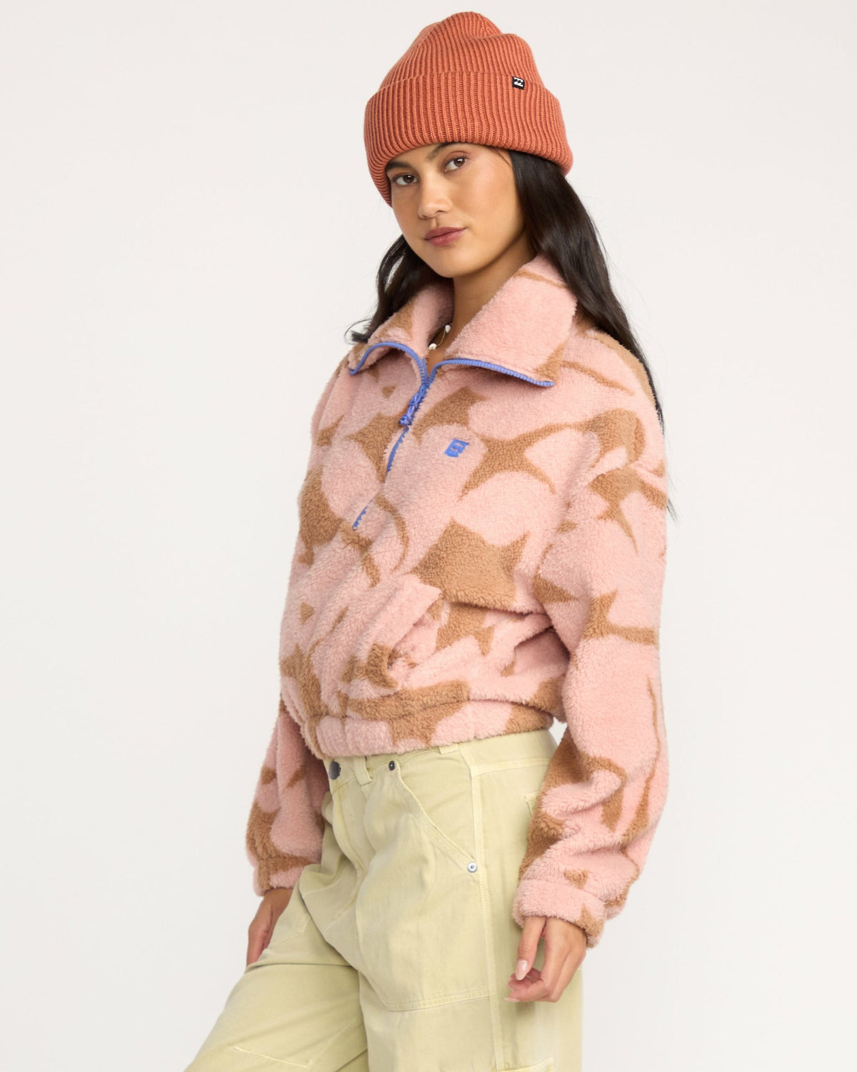 Billabong Women's A\/Div Barra Half Zip Sherpa Fleece - Rose Brown