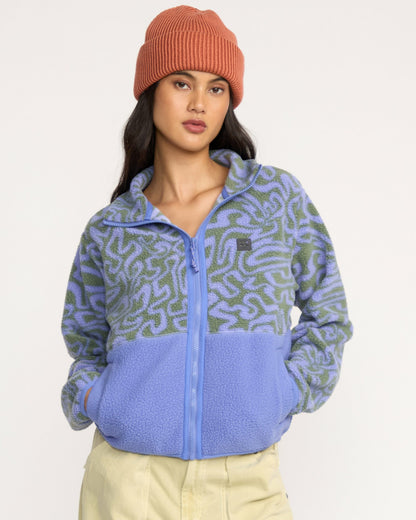 Billabong Women's A\/Div Rock Jetty Mock Neck Zip Sherpa Fleece - Iris