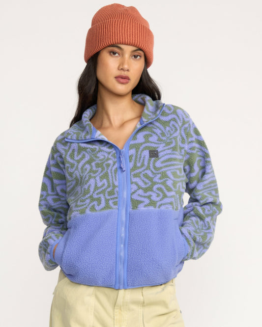 Billabong Women's A\/Div Rock Jetty Mock Neck Zip Sherpa Fleece - Iris