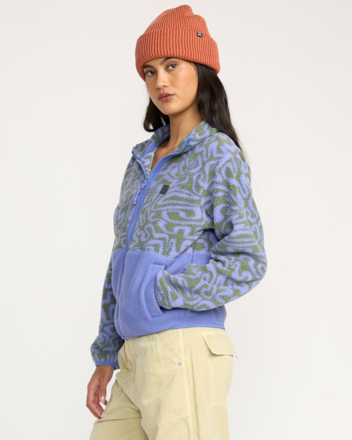 Billabong Women's A\/Div Rock Jetty Mock Neck Zip Sherpa Fleece - Iris