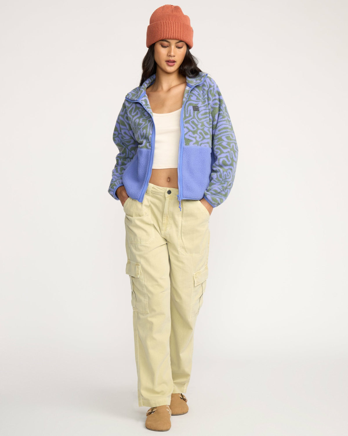 Billabong Women's A\/Div Rock Jetty Mock Neck Zip Sherpa Fleece - Iris