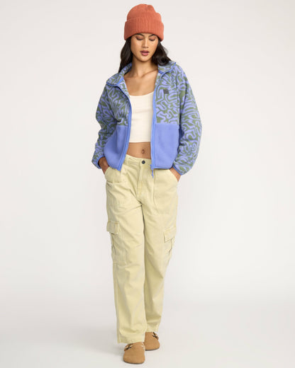 Billabong Women's A\/Div Rock Jetty Mock Neck Zip Sherpa Fleece - Iris