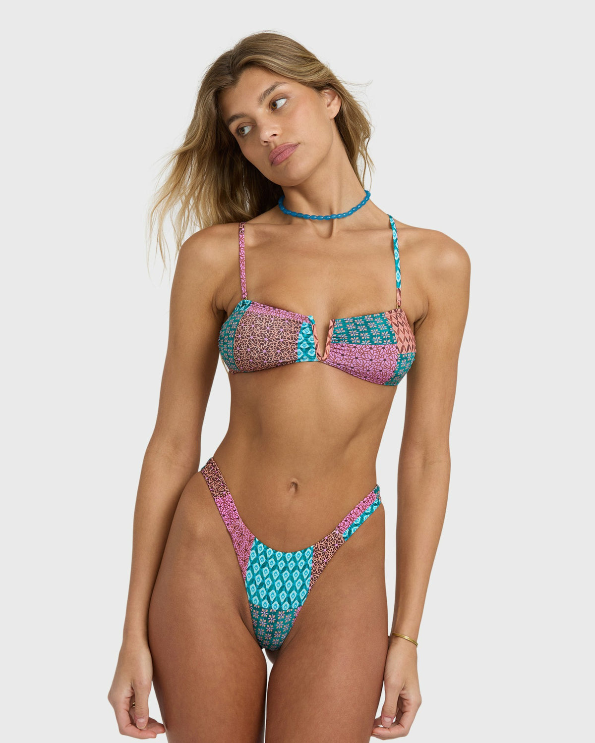Billabong Women's Patch It Up V Bandeau Bikini Top - Multi