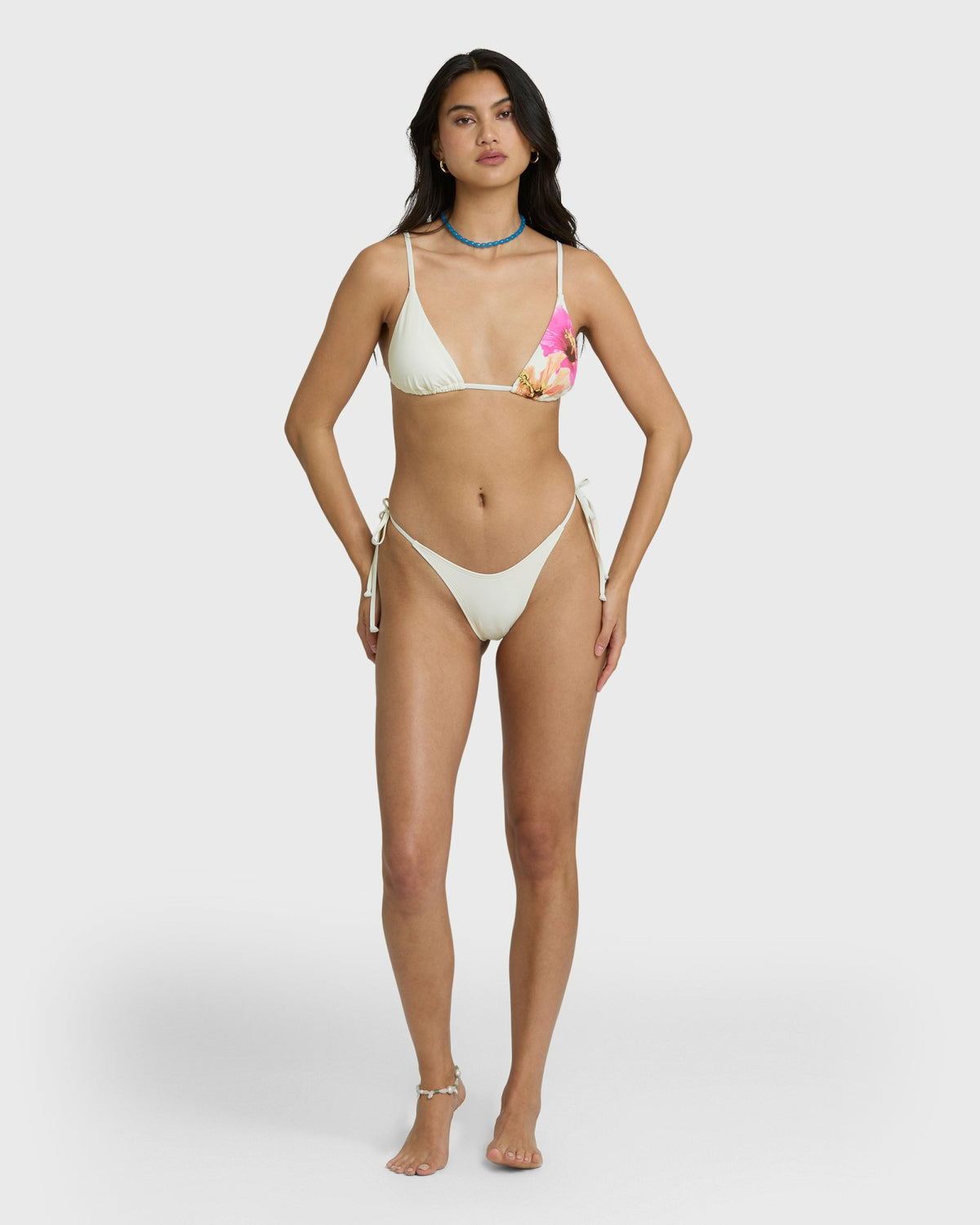 Billabong Women's Sunny Shore Tie-side Dippi Skimpy Bikini Bottom - Salt Crystal